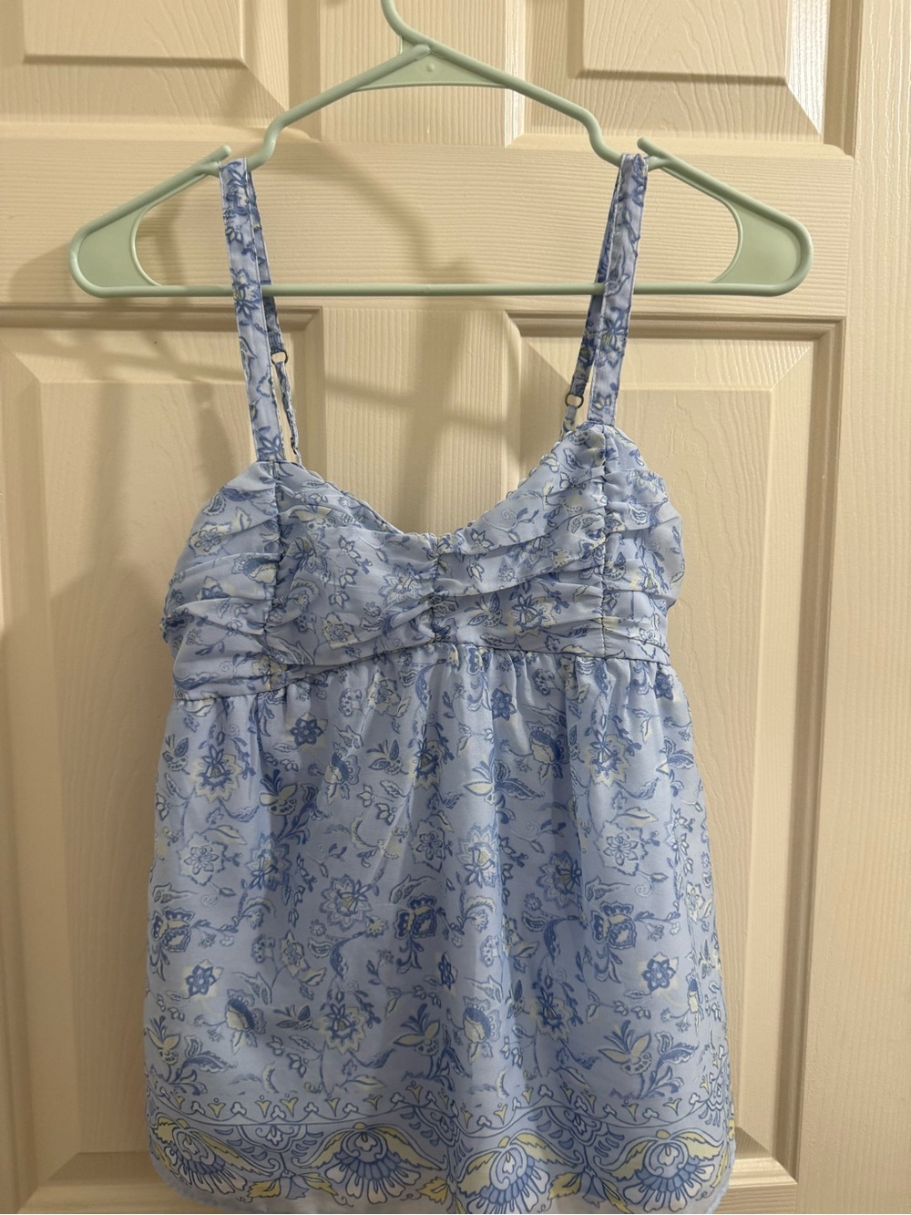 Hollister Pale Blue Floral Smocked Top